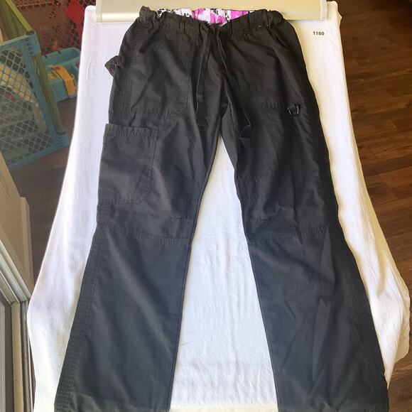 Green Town Women’s Cargo Khaki Pants size XS, Black, 29” Inseam Adjustable Waist - Picture 1 of 10